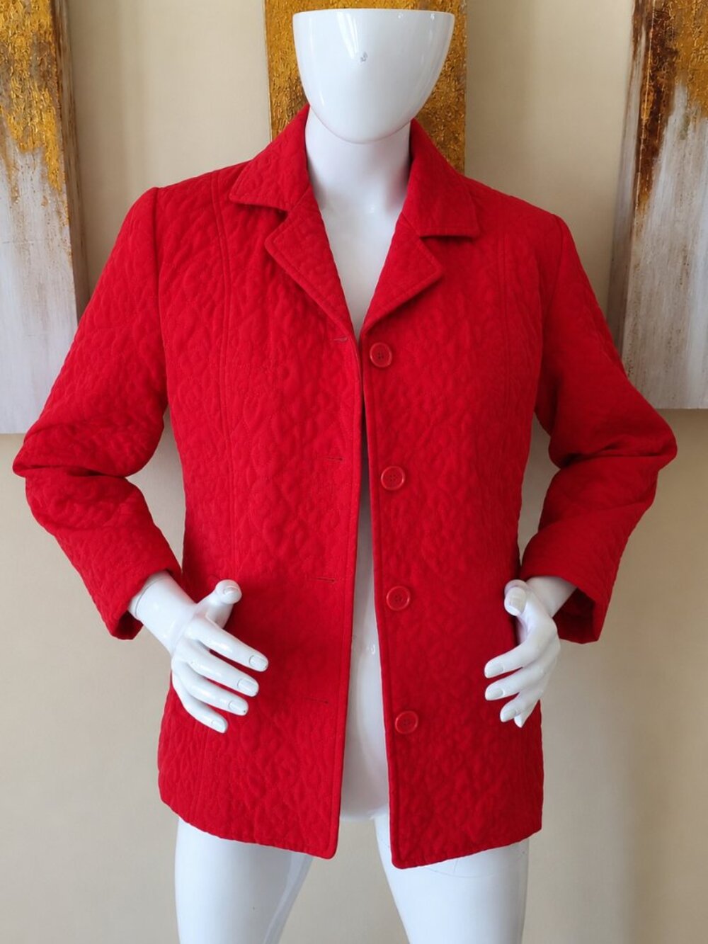 Mountain Lake Women's Cherry Red Quilted Lined Button-Down Jacket SZ S Petite